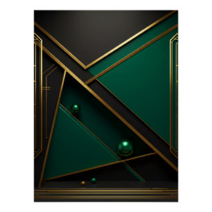 Green und Gold Geometry Poster