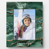 Green und Gold Glitzer Agate Elegantes Foto Fotoplatte (Vorderseite)