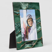 Green und Gold Glitzer Agate Elegantes Foto Fotoplatte (Seite)