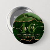 Green und Gold Glitzer Agate Marble Sweet 16 Button (Vorne & Hinten)