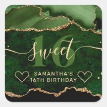 Green und Gold Glitzer Agate Marble Sweet 16