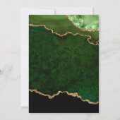 Green und Gold Glitzer Agate Marble Wedding Einladung (Rückseite)
