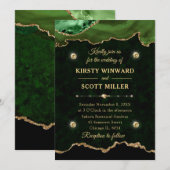 Green und Gold Glitzer Agate Marble Wedding Einladung (Vorne/Hinten)