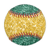 Green und Gold Glitzer Bold Sport Monogram Baseball (Rückseite)