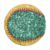 Green und Gold Glitzer Bold Sport Monogram Baseball (Vorderseite Links)
