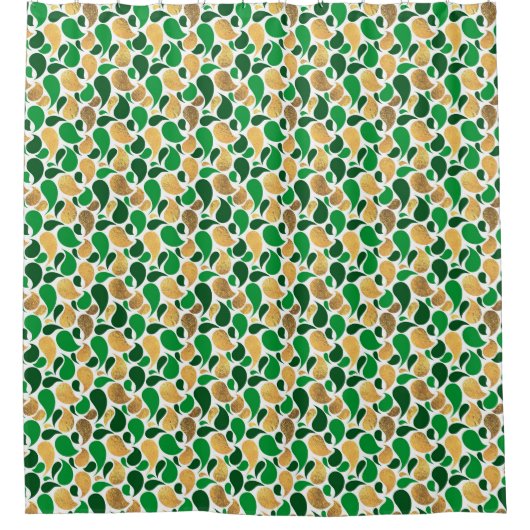 Green und Gold Glitzer Festive Pattern Fusion Duschvorhang (Vorderseite)