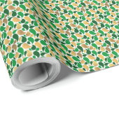 Green und Gold Glitzer Festive Pattern Fusion Geschenkpapier (Rolleneckpunkt)