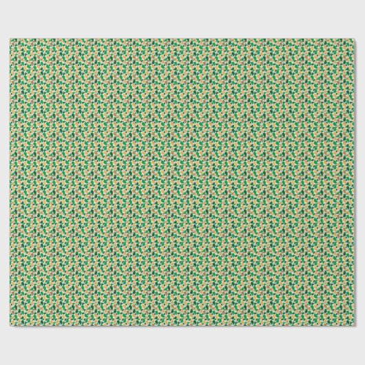 Green und Gold Glitzer Festive Pattern Fusion Geschenkpapier (Flach)