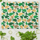 Green und Gold Glitzer Festive Pattern Fusion Geschirrtuch (Gefaltet)