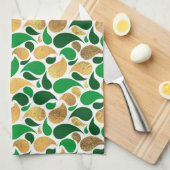Green und Gold Glitzer Festive Pattern Fusion Geschirrtuch (Viertel Falte)