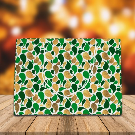Green und Gold Glitzer Festive Pattern Fusion Große Geschenktüte