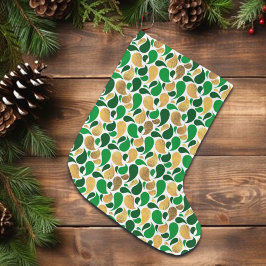 Green und Gold Glitzer Festive Pattern Fusion Großer Weihnachtsstrumpf
