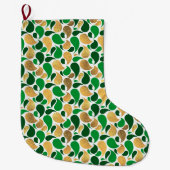 Green und Gold Glitzer Festive Pattern Fusion Großer Weihnachtsstrumpf (Vorderseite)