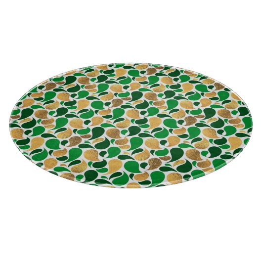 Green und Gold Glitzer Festive Pattern Fusion Schneidebrett (Ecke)