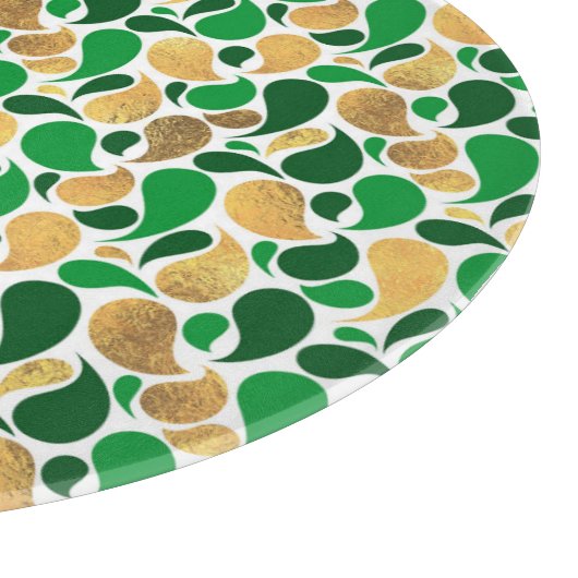 Green und Gold Glitzer Festive Pattern Fusion Schneidebrett (Ecke)