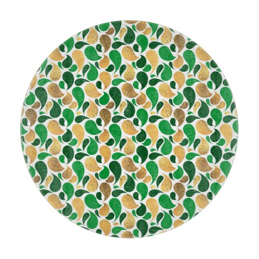 Green und Gold Glitzer Festive Pattern Fusion Schneidebrett (Vorderseite)