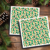 Green und Gold Glitzer Festive Pattern Fusion Serviette