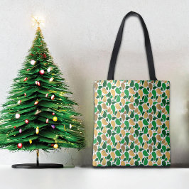 Green und Gold Glitzer Festive Pattern Fusion Tasche