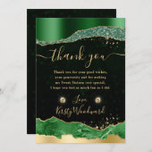 Green und Gold Glitzer Glam Tränen Sweet 16 Dankeskarte (Vorne/Hinten)