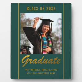 Green und Gold Grad Foto Abschluss Keepake Fotoplatte