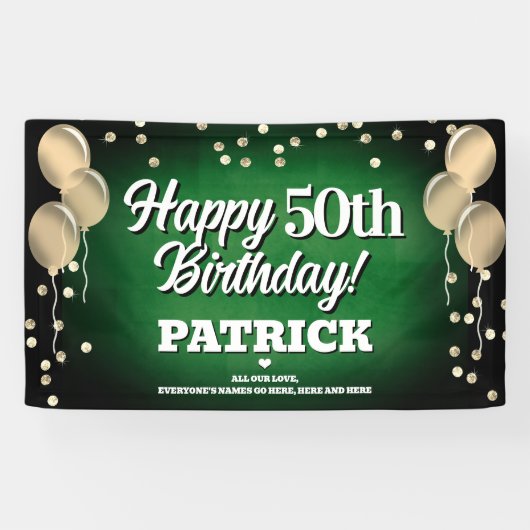 Green und Gold Happy Birthday Banner (Horizontal)