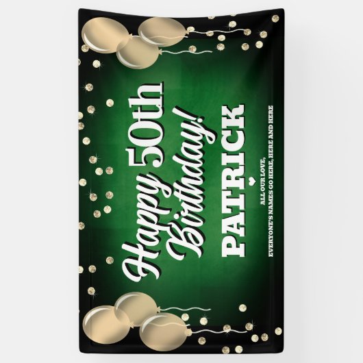 Green und Gold Happy Birthday Banner (Vertikal)