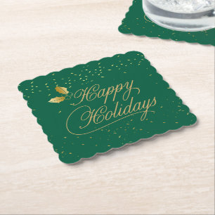 Green und Gold Happy Holidays Entertainment Untersetzer