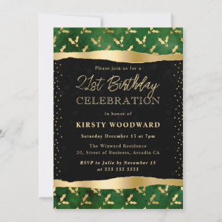 Green und Gold Holly 21. Geburtstag Einladung