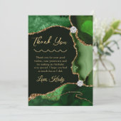 Green und Gold Imitate Glitzer Agate Birthday Dankeskarte (Stehend Vorderseite)