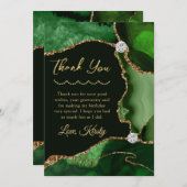 Green und Gold Imitate Glitzer Agate Birthday Dankeskarte (Vorne/Hinten)