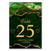Green und Gold Imitate Glitzer Agate Wedding Tischnummer (Rückseite)