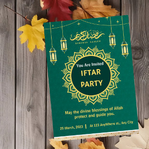 Green und Gold Islamisches Muster Iftar-Party Einladung