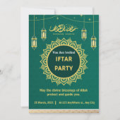Green und Gold Islamisches Muster Iftar-Party Einladung (Vorderseite)