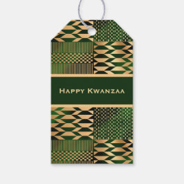 Green und Gold Kente 'Happy Kwanzaa' Geschenkanhänger