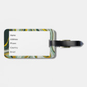 Green und Gold Kintsugi Agate Marble Abstrakt Gepäckanhänger (Rückseite horizontal)