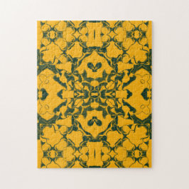Green und Gold Lacy Kaleidoskop-Muster Puzzle
