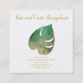 Green und Gold Leaf Square Visitenkarte (Rückseite)