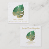 Green und Gold Leaf Square Visitenkarte (Vorne/Hinten)