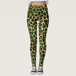 Green und Gold Leopard Leggings