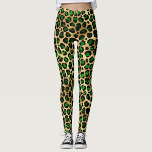 Green und Gold Leopard Leggings