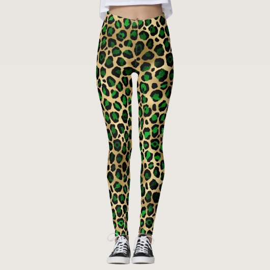Green und Gold Leopard Leggings (Vorderseite)