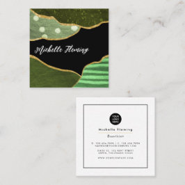 Green und Gold Linen Fabric Square Business Card Quadratische Visitenkarte