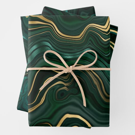 Green und Gold Malachite Gemstone Geschenkpapier Set (Beispiel)