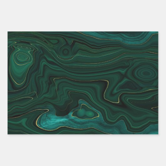 Green und Gold Malachite Gemstone Geschenkpapier Set (Vorderseite 2)