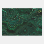 Green und Gold Malachite Gemstone Geschenkpapier Set (Vorderseite)