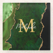 Green und Gold-Marmor Agate Glasuntersetzer (Vorderseite)