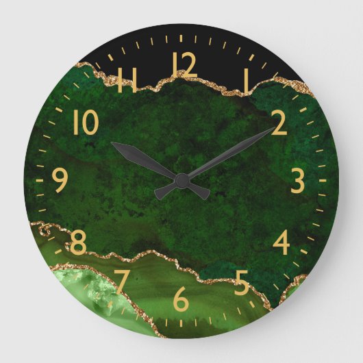 Green und Gold-Marmor Agate Große Wanduhr (Vorderseite)