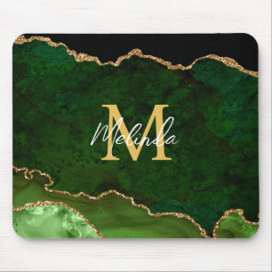 Green und Gold-Marmor Agate Mousepad