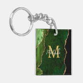 Green und Gold-Marmor Agate Schlüsselanhänger (Vorderseite links)