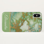 Green und Gold Marmor Elegante Girly Case-Mate iPhone Hülle (Rückseite (Horizontal))